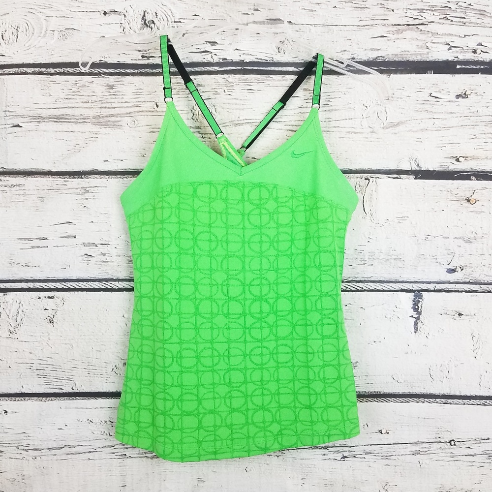 Nike Lime Green drifit workout top circle pattern